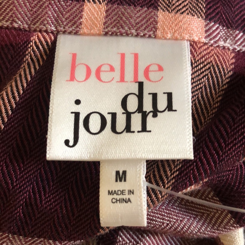 Belle du jour | Plaid front knot long sleeved button up shirt - Picture 3 of 12